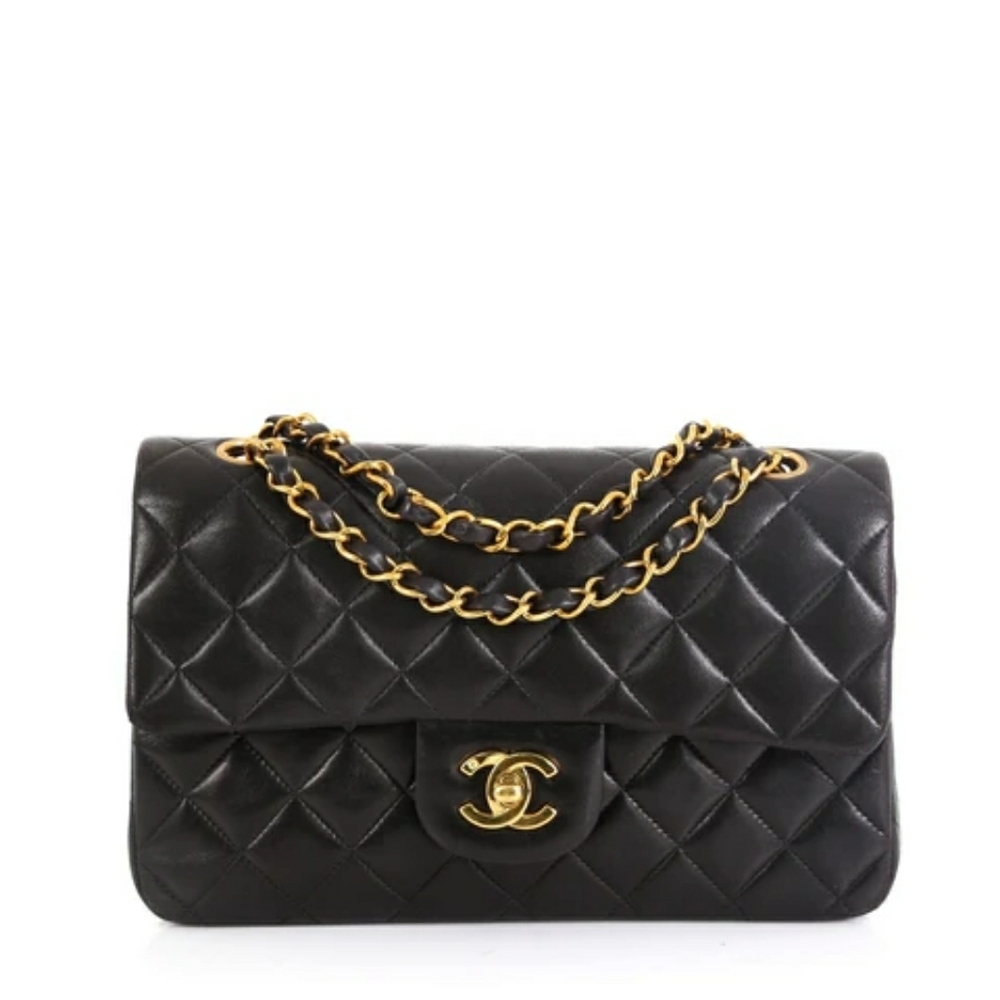 Chanel Vintage Classic Double Flap Bag Quilted Lam - Picture 1 of 2